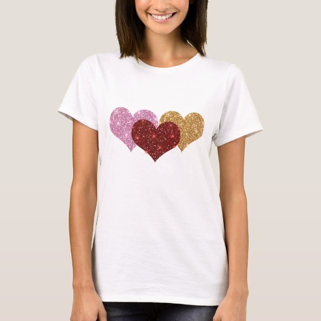Glitter Hearts T Shirt (Front)