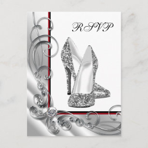 Glitter High Heel Shoe RSVP Invitation Postcard