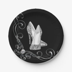 Glitter High Heel Shoes Paper Plate