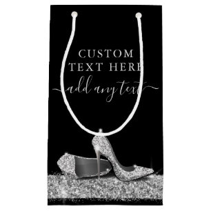 Glitter High Heels Black Silver Custom Small Gift Bag