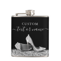 Glitter High Heels Black Silver Personalised