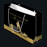 Glitter High Heels Gold Black Personalised Large Gift Bag<br><div class="desc">Custom printed large size glossy gift bag or paper luxury shopping bag with black and gold high heel stiletto shoes and personalised name,  occasion,  birthday year or business slogan.</div>