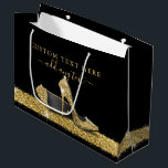 Glitter High Heels Gold Black Personalised Large Gift Bag<br><div class="desc">Custom printed large size glossy gift bag or paper luxury shopping bag with black and gold high heel stiletto shoes and personalised name,  occasion,  birthday year or business slogan.</div>