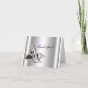 Glitter High Heels Shoes White Thank You Cards