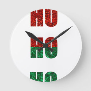 glitter ho ho ho round clock