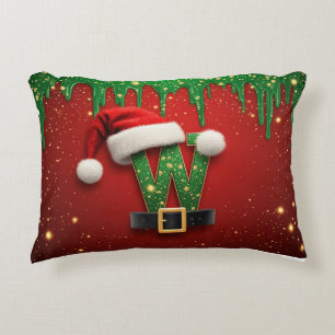 Glitter Holiday W For Winter Names Decorative Cushion