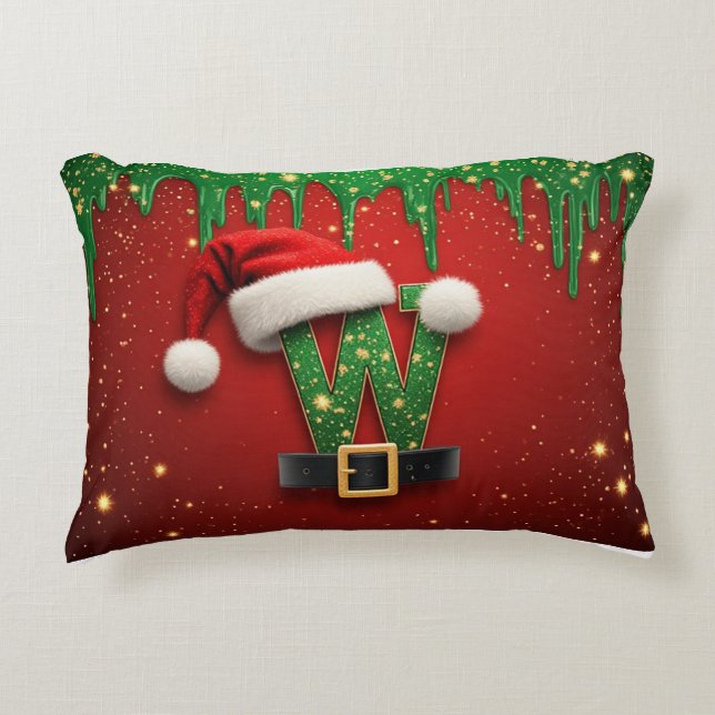 Glitter Holiday W For Winter Names Decorative Cushion (Front)
