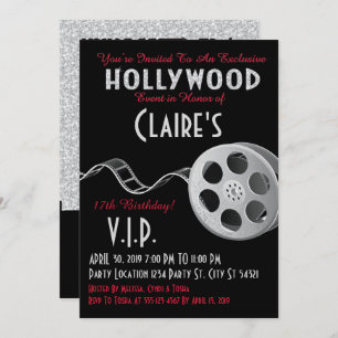 Glitter, Hollywood Glam Party Invitations