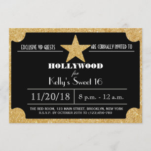 Glitter Hollywood Sweet 16 Birthday Invitation