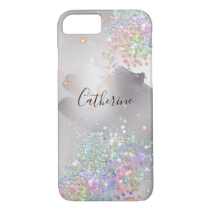 Glitter holographic confetti silver rainbow sheen iPhone 8/7 case