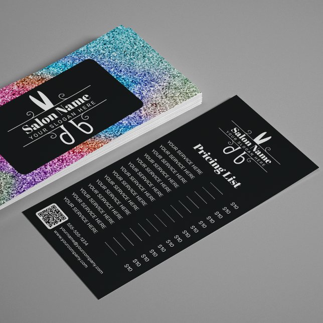 Glitter Holographic Hairdresser Salon Price List  Rack Card (Creator Uploaded)