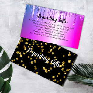 Glitter Honeymoon Fund bridal shower or wedding En Enclosure Card
