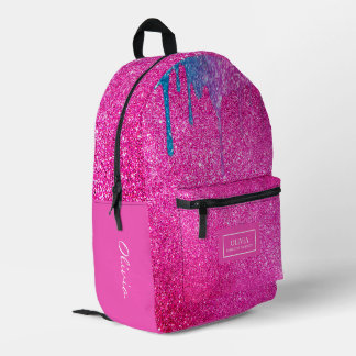 Glitter Hot Pink Sparkles Printed Backpack