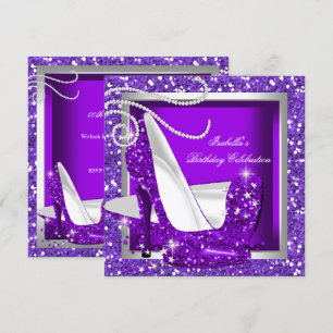 Glitter Hot Purple High Heels Any Occasion Party Invitation