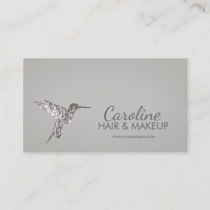 Glitter Hummingbird Hair & Makeup Minimalist Card