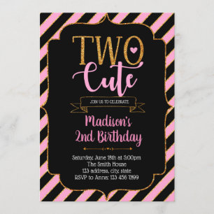 Glitter Im two cute party invitation