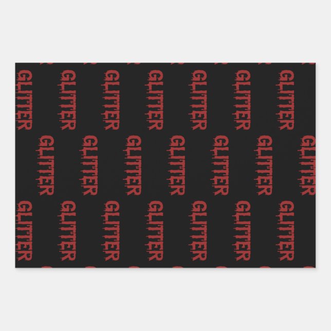 Glitter in Blood Typography Wrapping Paper Sheet (Front)