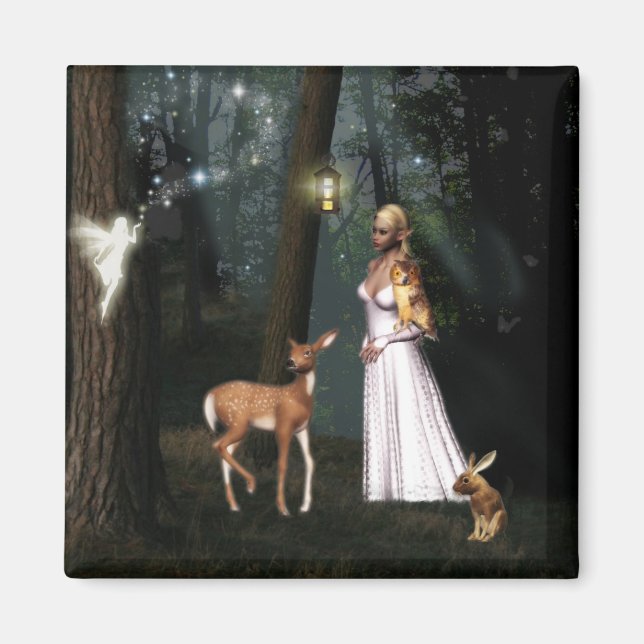 Glitter in the forest -Fairy fantasy magnet (Front)