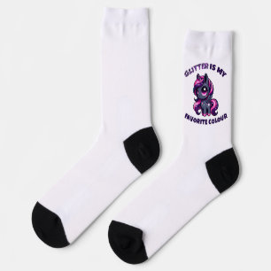 Glitter is my favourite colour cute pony unicorn socks