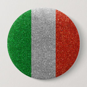 Glitter Italian Flag of Italy Milan Fashion Bling 10 Cm Round Badge