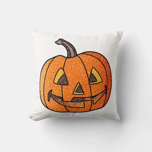 Glitter Jack O'Lantern Cushion (Front)