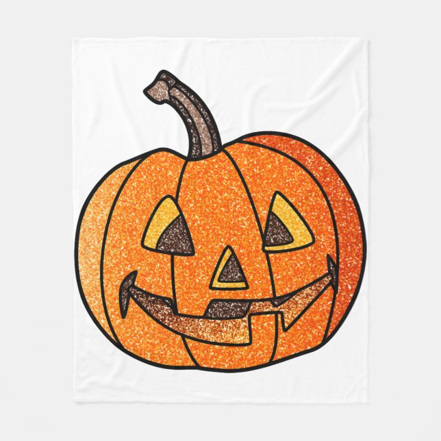 Glitter Jack O'Lantern Fleece Blanket (Front)