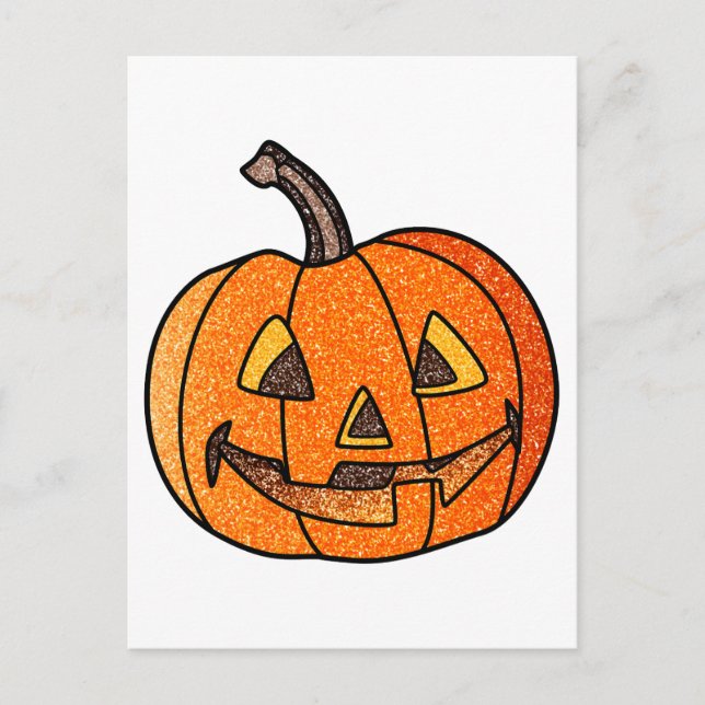 Glitter Jack O'Lantern Postcard (Front)