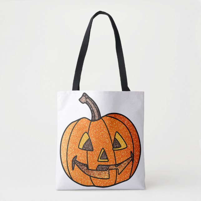 Glitter Jack O'Lantern Tote Bag (Front)