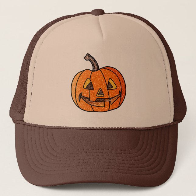 Glitter Jack O'Lantern Trucker Hat (Front)