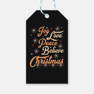 Glitter Joy Love Peace Believe Christmas  Gift Tags