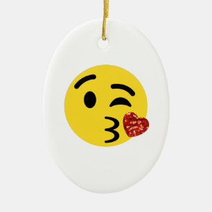 glitter kiss emoji ceramic tree decoration