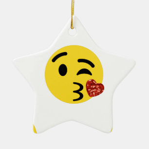 glitter kiss emoji ceramic tree decoration