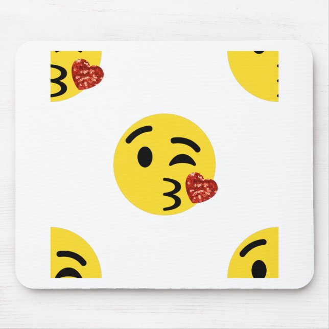 glitter kiss emoji mouse mat (Front)