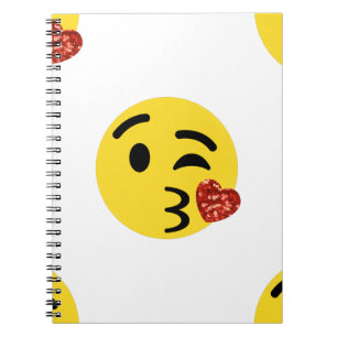glitter kiss emoji notebook