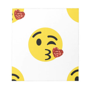 glitter kiss emoji notepad