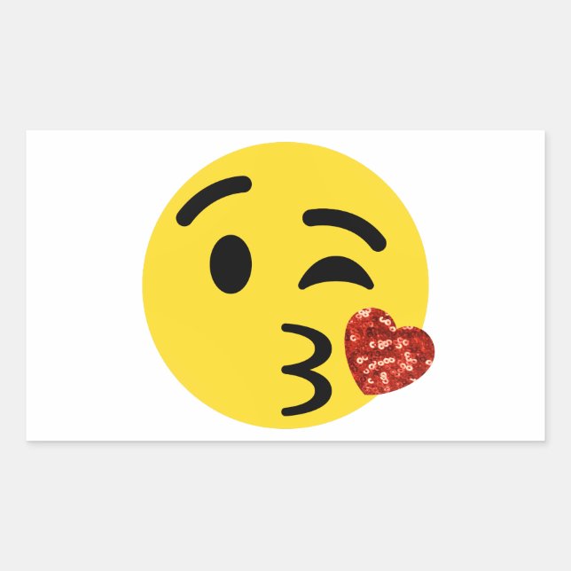glitter kiss emoji rectangular sticker (Front)