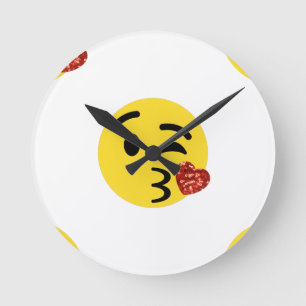 glitter kiss emoji round clock