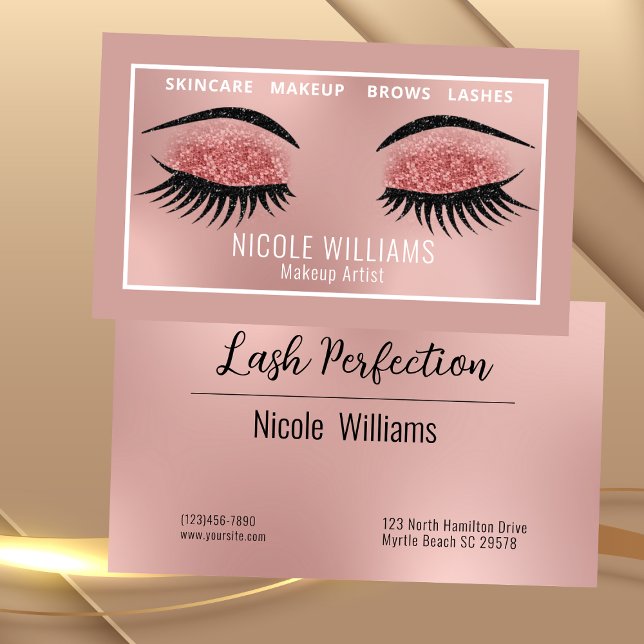 Glitter Lashes and Brows Beauty Makeup Business Card (Creator Uploaded)