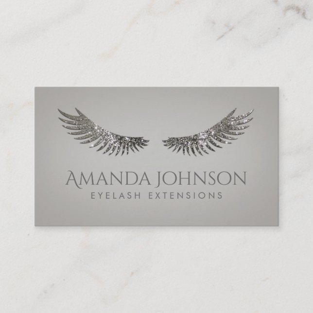 Glitter Lashes Eyelash Extensions Silver Card (Front)