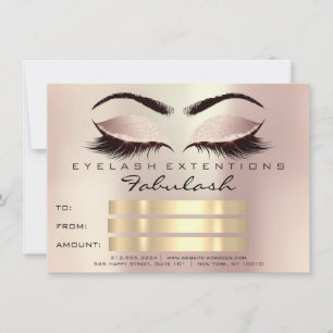 Glitter Lashes Gold Pink Makeup Certificate Blush Invitation