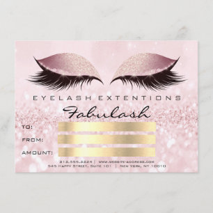 Glitter Lashes Gold Pink Makeup Certificate Gift Invitation