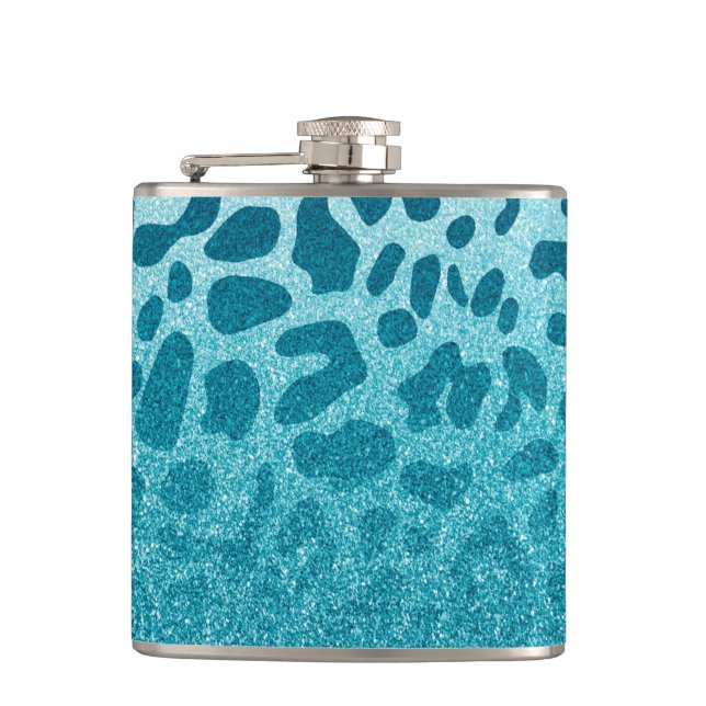 Glitter Leopard Hip Flask (Front)