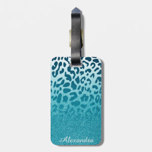Glitter Leopard Luggage Tag