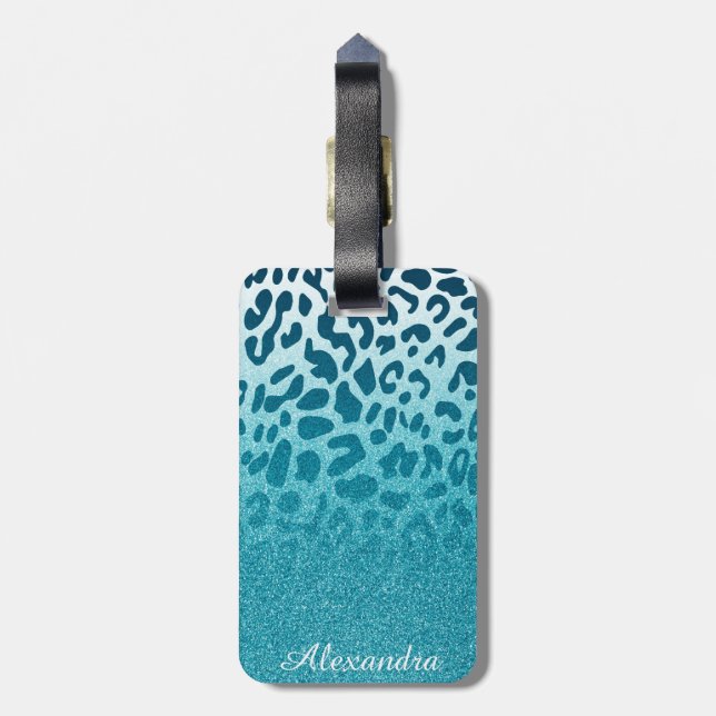 Glitter Leopard Luggage Tag (Back Vertical)