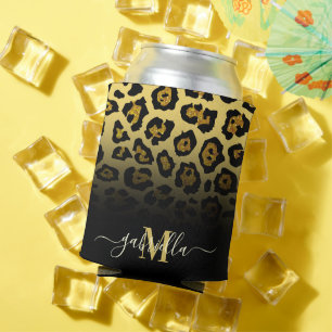 Glitter Leopard Print Can Cooler