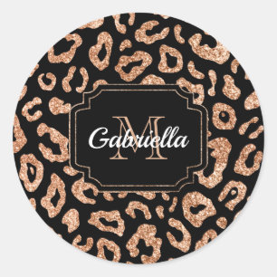 Glitter Leopard Print Classic Round Sticker