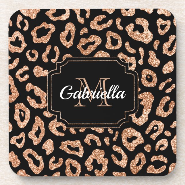 Glitter Leopard Print Coaster (Front)