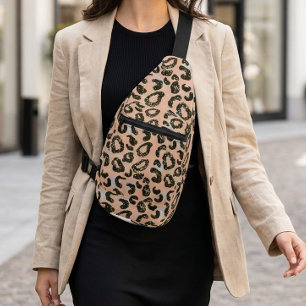 Glitter Leopard Print Crossbody Sling Bag