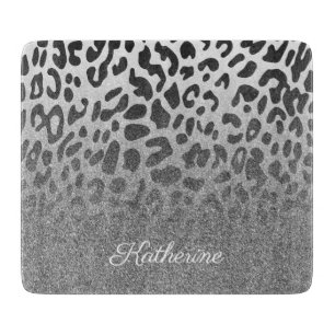 Glitter Leopard Print Cutting Board