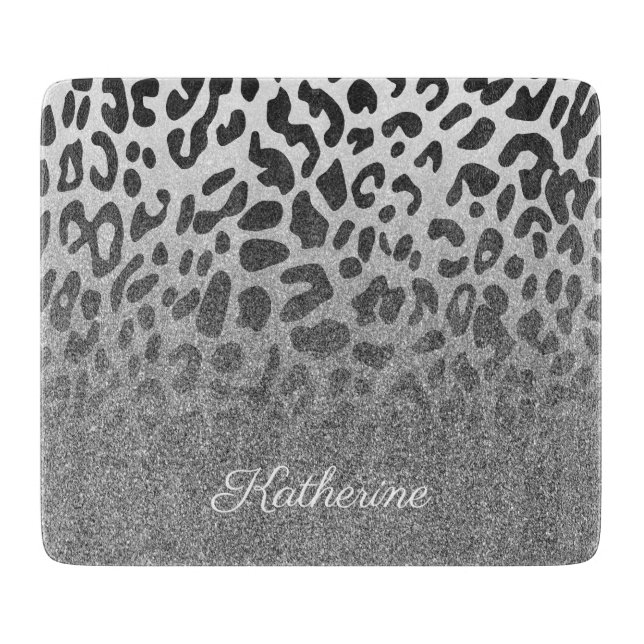 Glitter Leopard Print Cutting Board (Front)